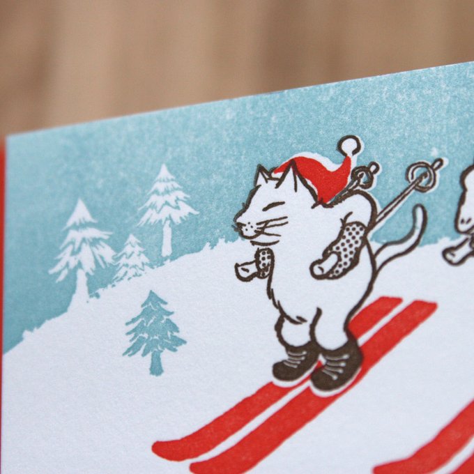 KAPPADO letterpress card : Christmas (skiing)