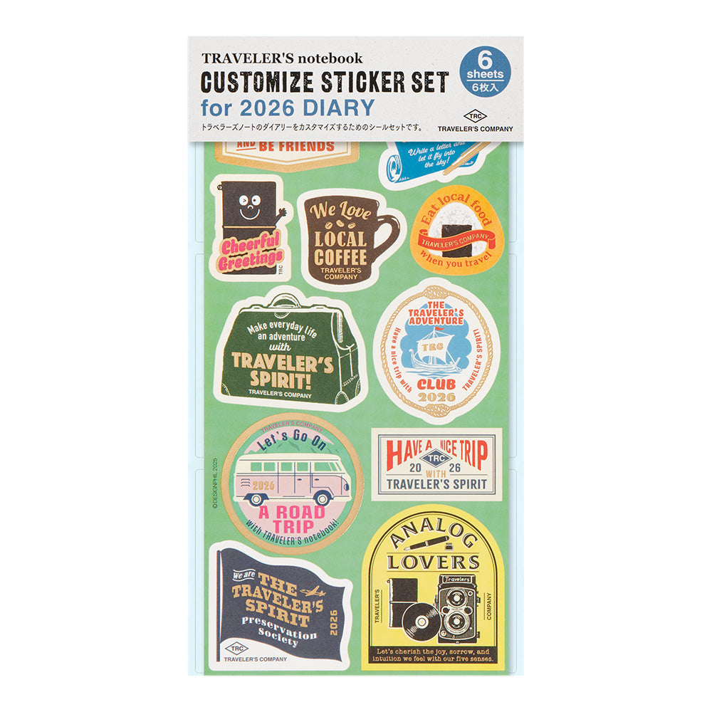 2026 Traveler's Notebook (TRC) - Diary Customize Sticker Set. PREORDER