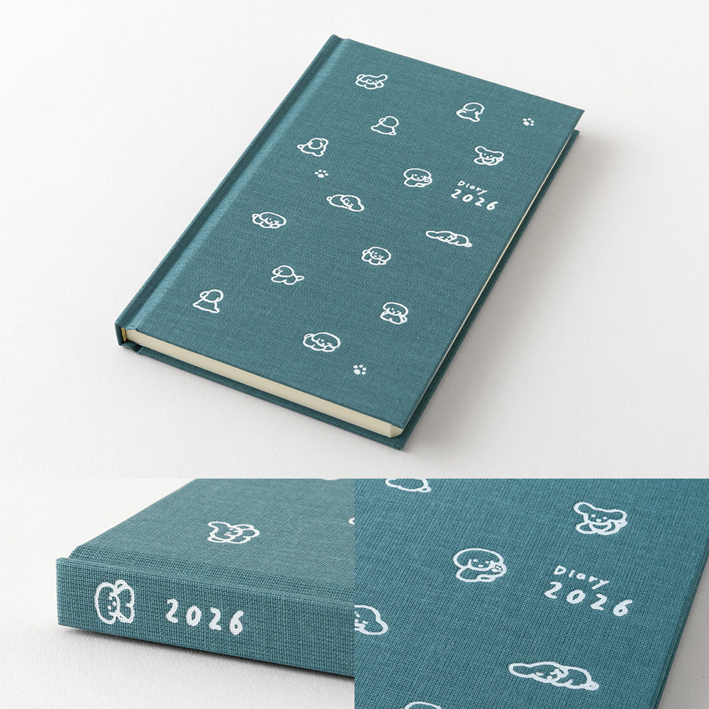 Midori Diary Book type Dog blue green 2026 - Preorder