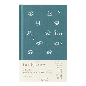 Midori Diary Book type Dog blue green 2026 - Preorder