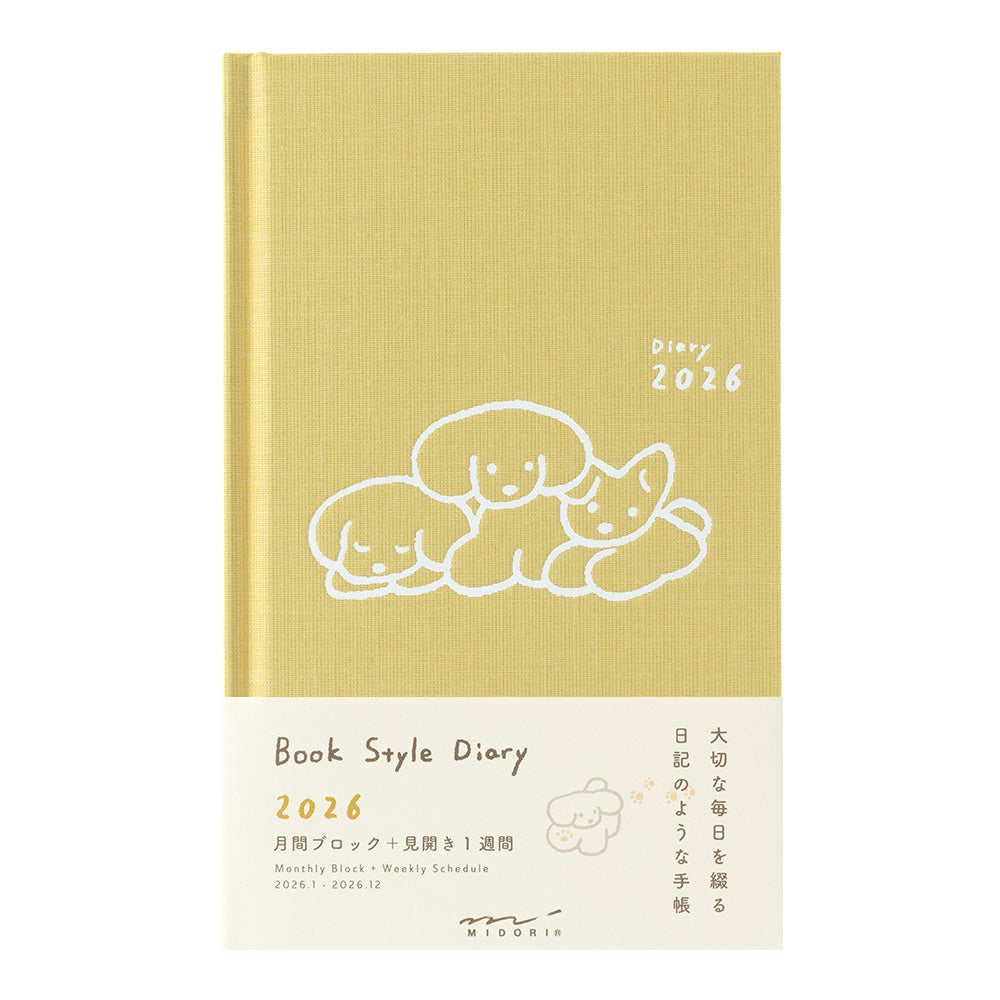 Midori Diary Book type Dog yellow 2026 - NOMADO Store 