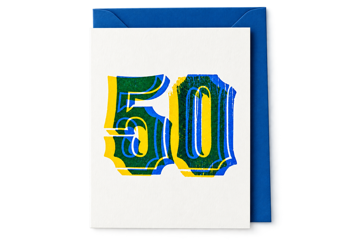 Nomado Kappan - "50" Letterpress Birthday Card