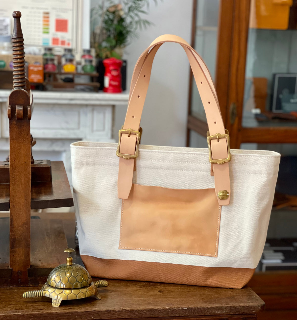 Superior Labor engineer tote bag S natural body light brown paint