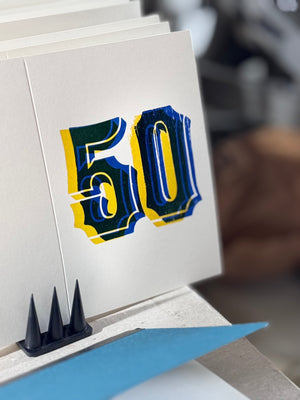 Nomado Kappan - "50" Letterpress Birthday Card