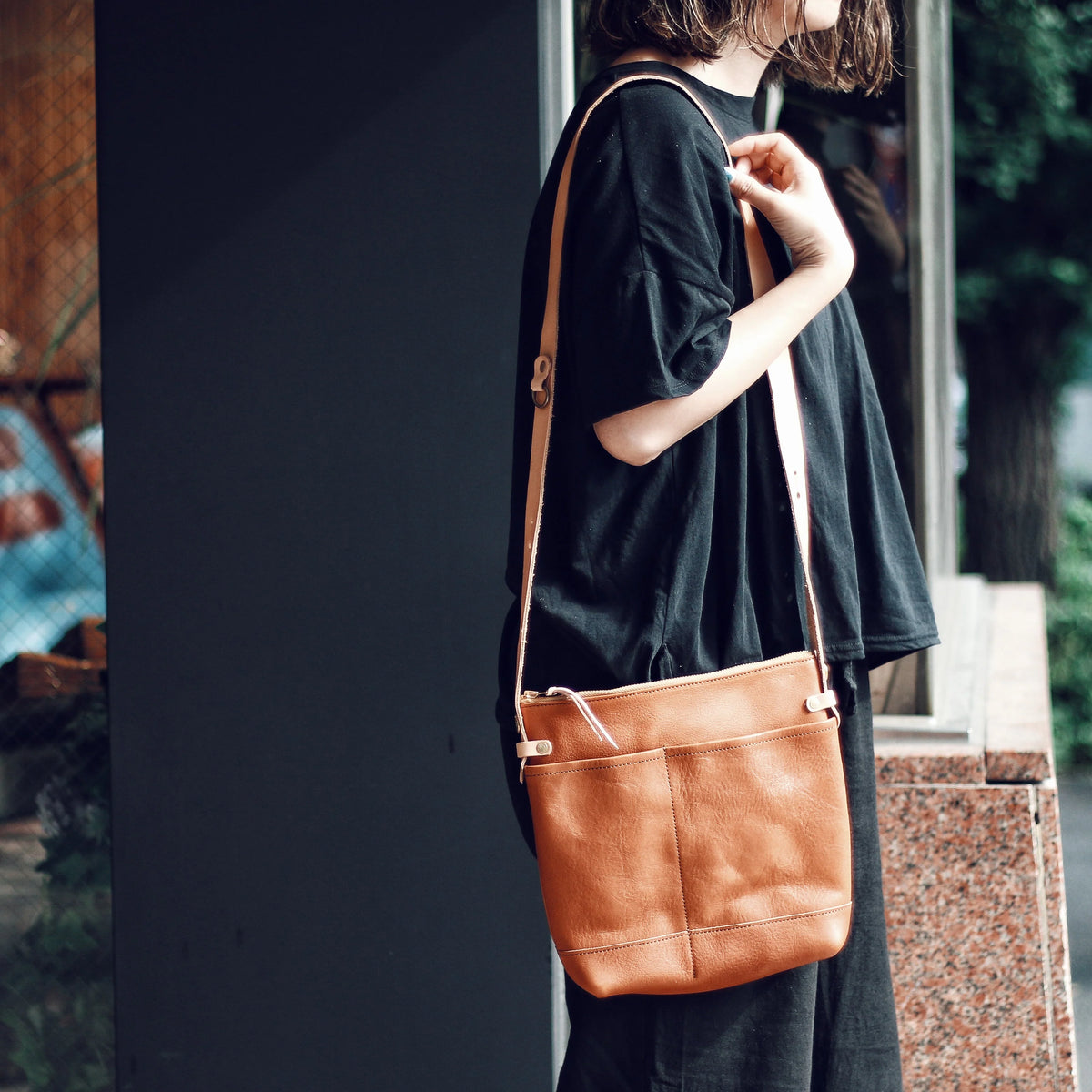 The Superior Labor Leather Bottom Shoulder Bag Deep S (3 colours)