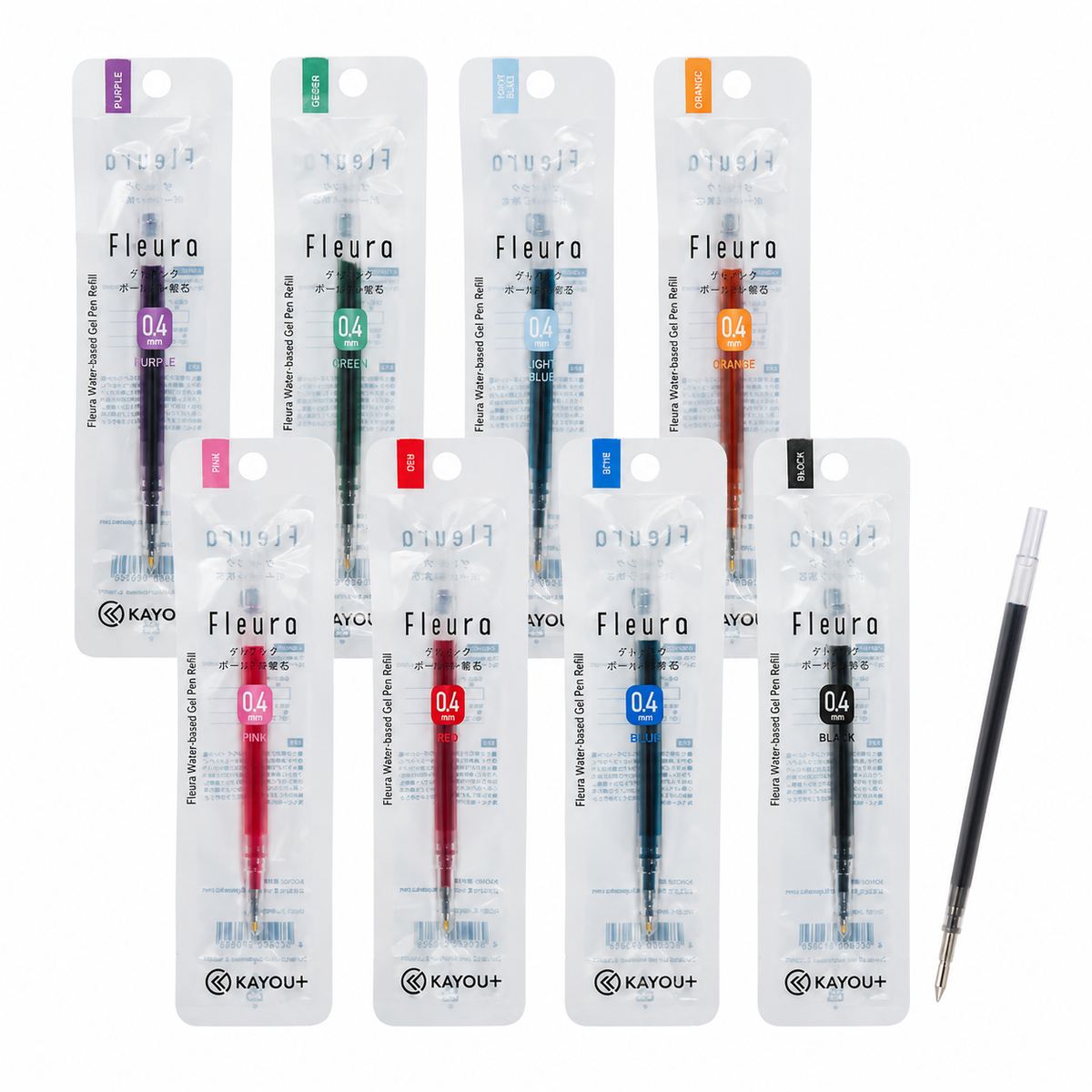 KAYOU+ Fleura Gel Pen Refill 0.4 mm – 8 Colours