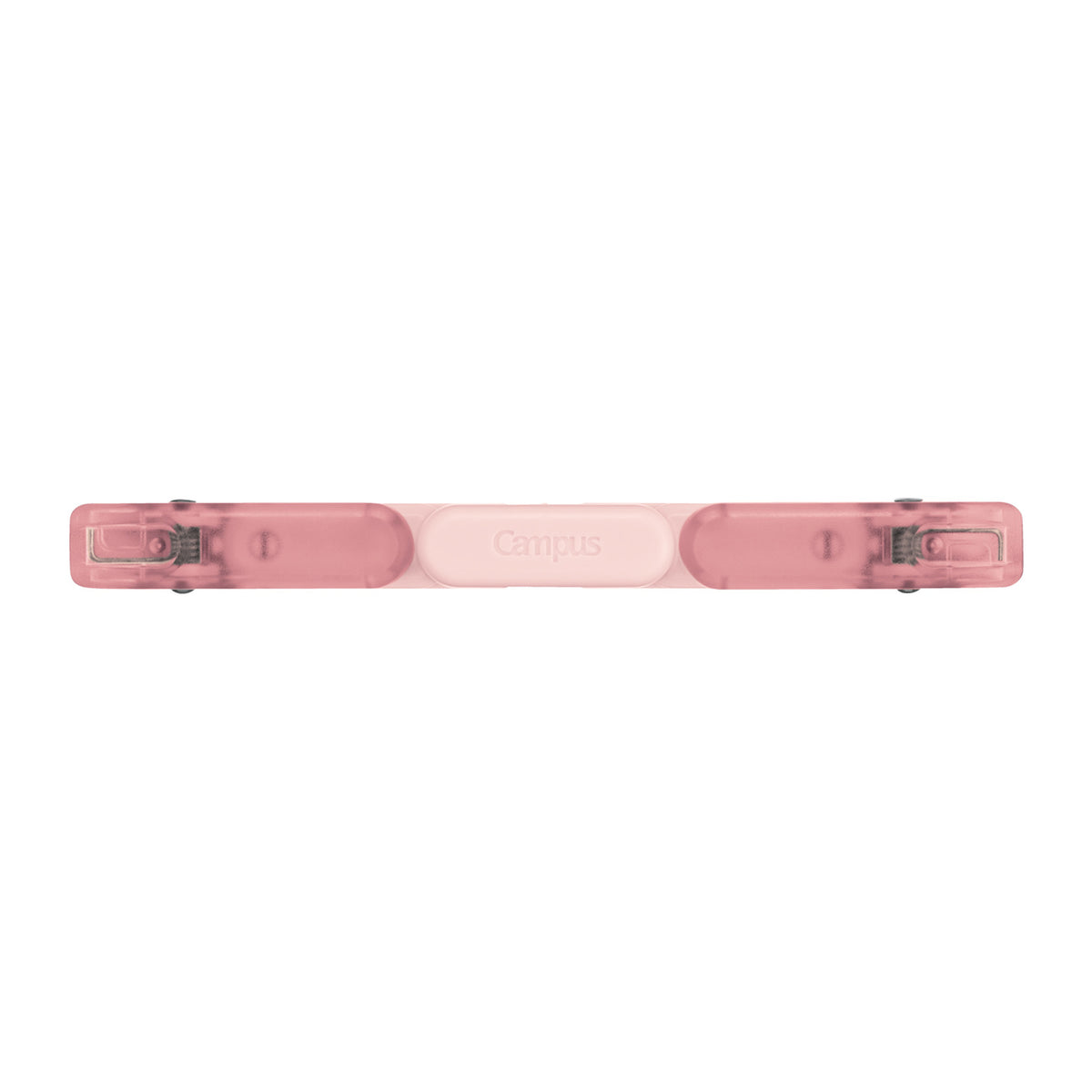 A pink plastic book clip in pink and the brand name 'Campus' embossed in the center, shown horizontally against a plain white background.