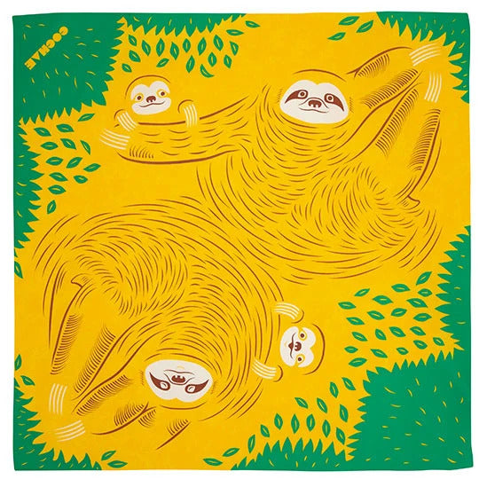 MUSUBI × COCHAE – Aqua Drop Furoshiki 70 cm – Sloth Yellow