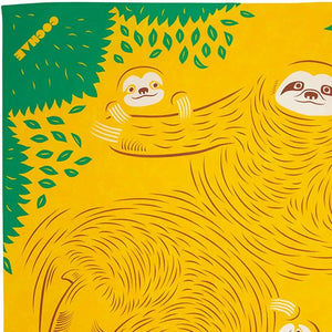 MUSUBI × COCHAE – Aqua Drop Furoshiki 70 cm – Sloth Yellow