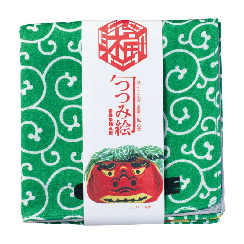 MUSUBI × COCHAE – Fuku Furoshiki 48 cm – Shishimai & Thief Green