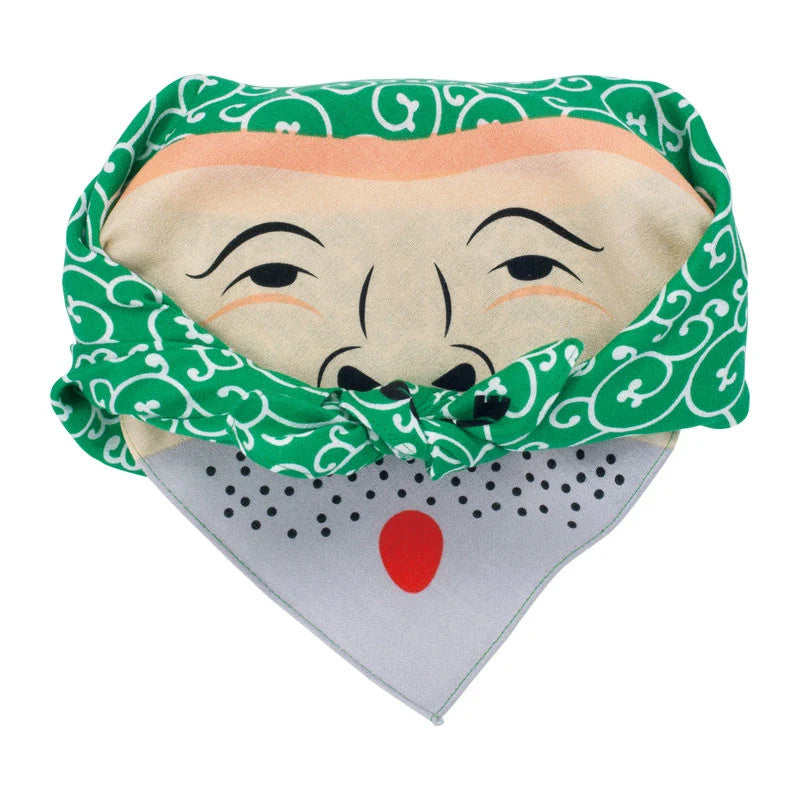 MUSUBI × COCHAE – Fuku Furoshiki 48 cm – Shishimai & Thief Green