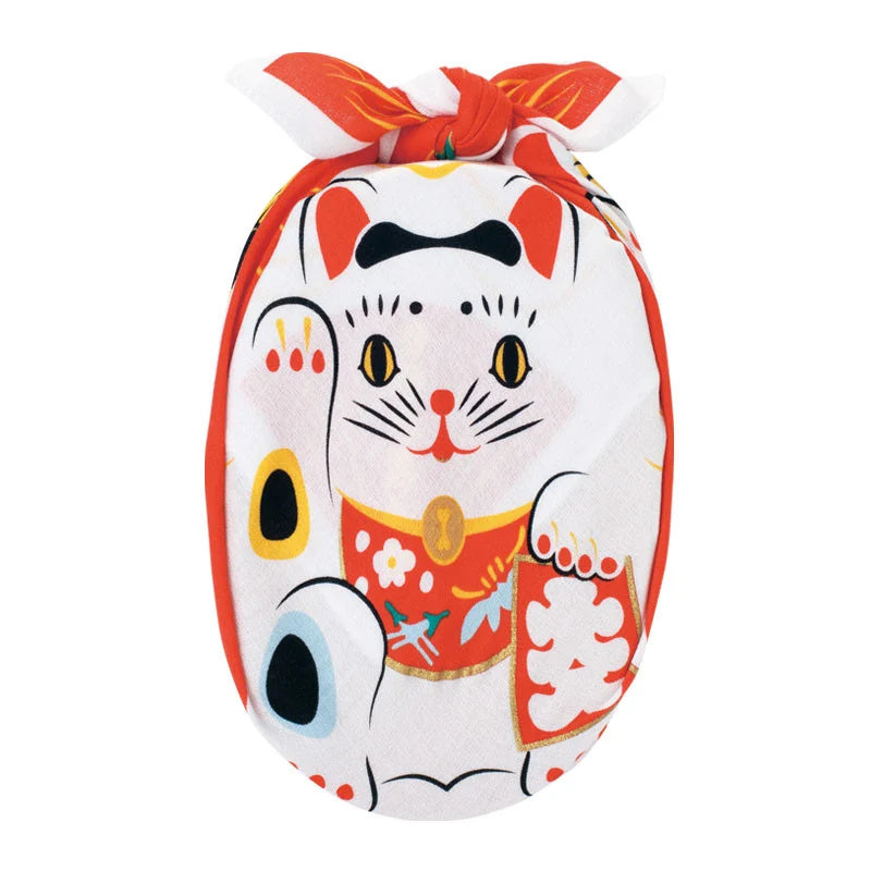 MUSUBI × COCHAE – Fuku Furoshiki 48 cm – Manekineko Red