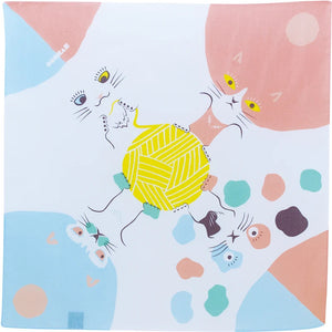 MUSUBI × COCHAE – Animal Furoshiki 48 cm – Cat Pink/Blue