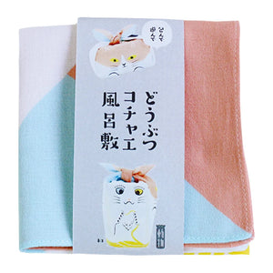 MUSUBI × COCHAE – Animal Furoshiki 48 cm – Cat Pink/Blue