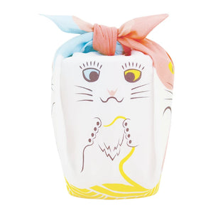 MUSUBI × COCHAE – Animal Furoshiki 48 cm – Cat Pink/Blue