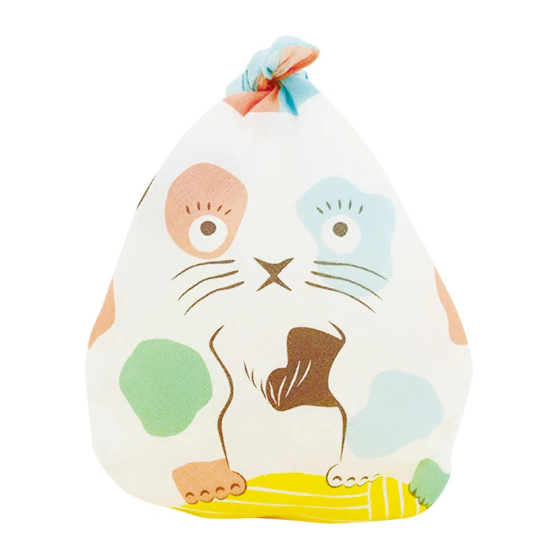 MUSUBI × COCHAE – Animal Furoshiki 48 cm – Cat Pink/Blue