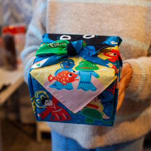 MUSUBI × COCHAE – Furoshiki 70 cm – Japanese Folktales - The Sea Blue