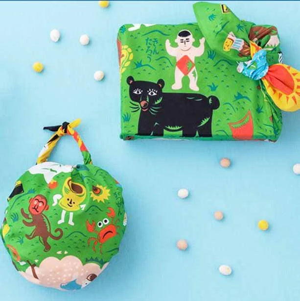 MUSUBI × COCHAE – Furoshiki 70 cm – Japanese Folktales - The Mountains Green