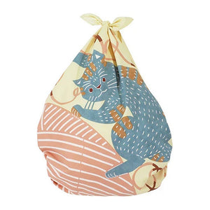 MUSUBI × kata kata – Aqua Drop Furoshiki 70 cm – Cat & Yarn Yellow - NOMADO Store 