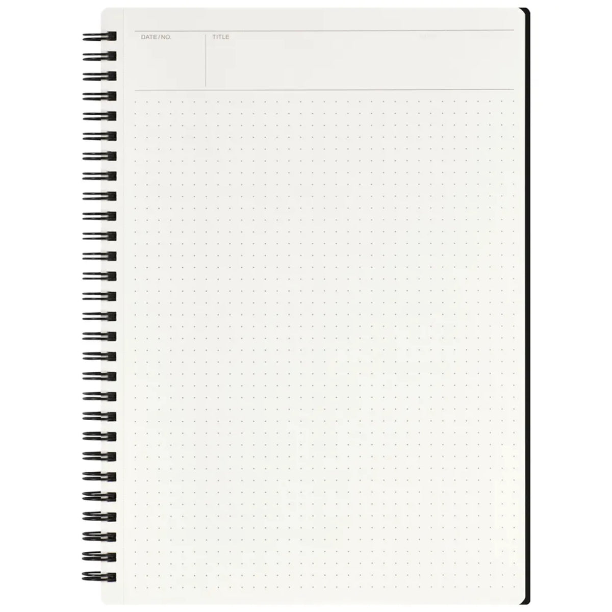 Open Maruman Mnemosyne N104JP B5 notebook showing the special 5 mm dot-grid page layout
