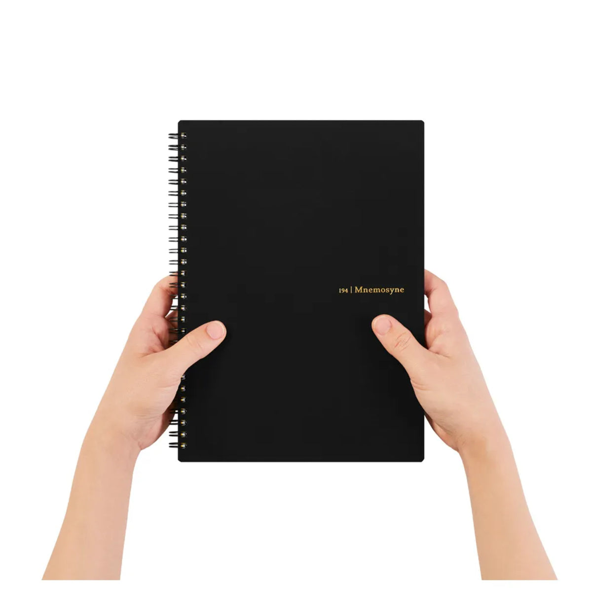 Maruman Mnemosyne N104JP B5 notebook held in two hands to show its size