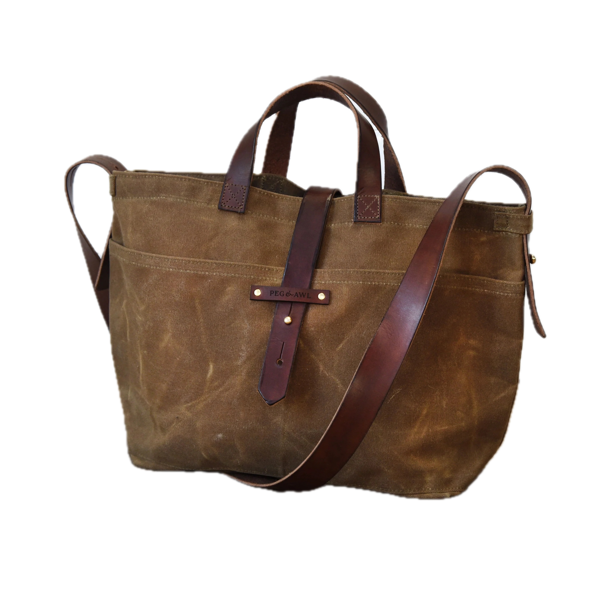 Peg and Awl Large Waxed Canvas Tote - Spice/Zipper