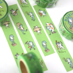 KAPPADO cat and frog masking tape love (green)