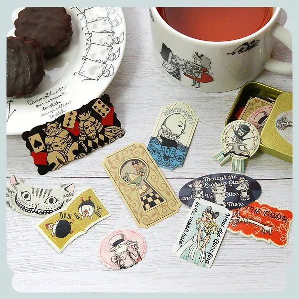 Shinzi Katoh Alice in Wonderland Sticker Flakes in Gold Tin (6 patterns)