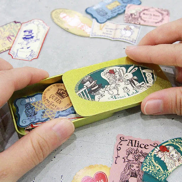 Shinzi Katoh Alice in Wonderland Sticker Flakes in Gold Tin (6 patterns)