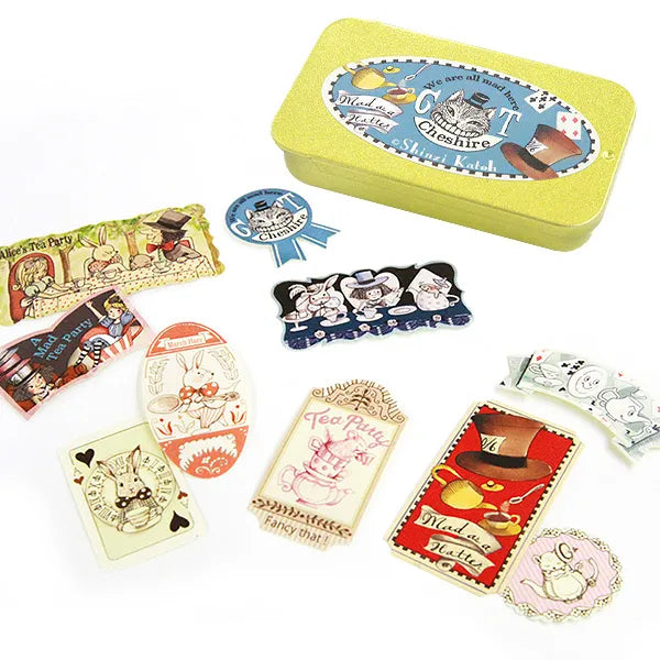 Shinzi Katoh Alice in Wonderland Sticker Flakes in Gold Tin (6 patterns)