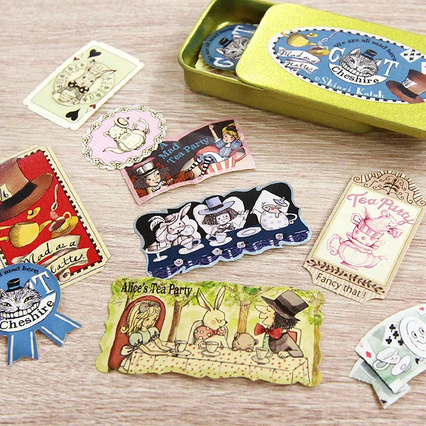 Shinzi Katoh Alice in Wonderland Sticker Flakes in Gold Tin (6 patterns)