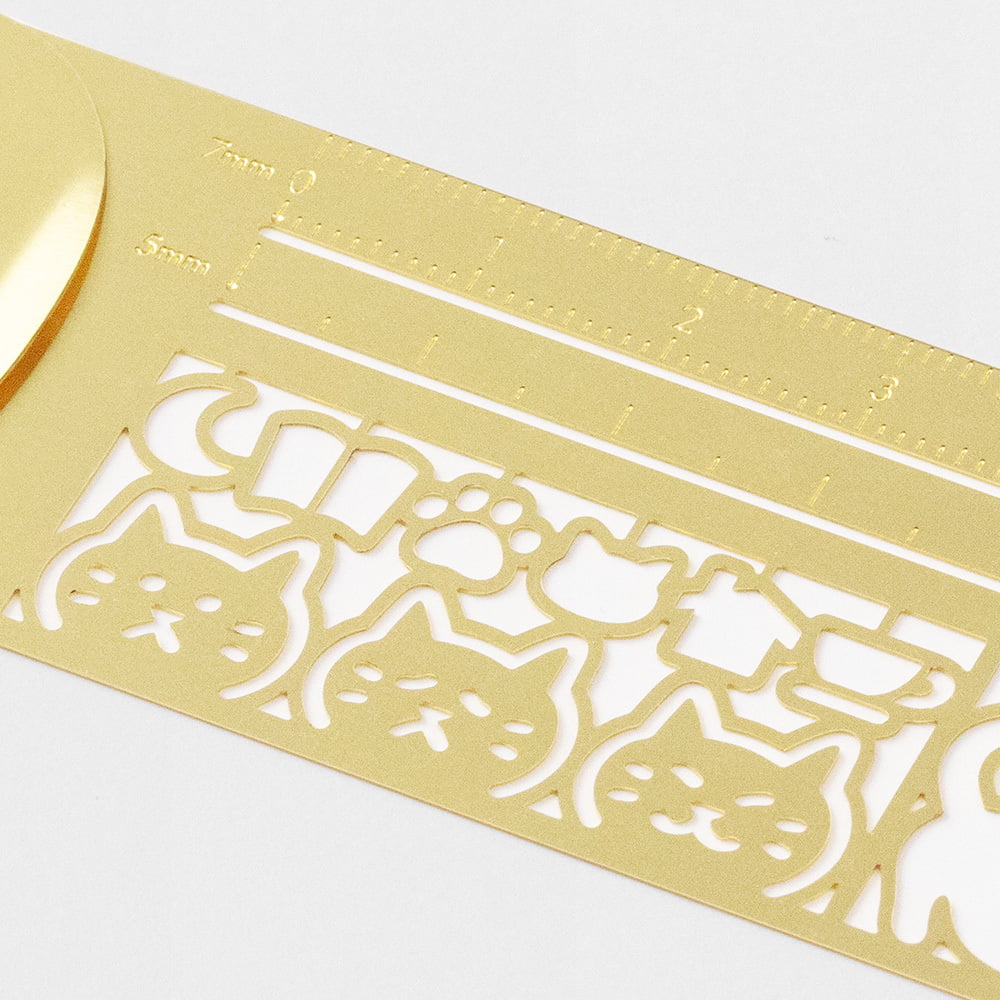 Fat Cat Ruler Patterns Midori Clip Ruler Cat patterns brass - NOMADO Store