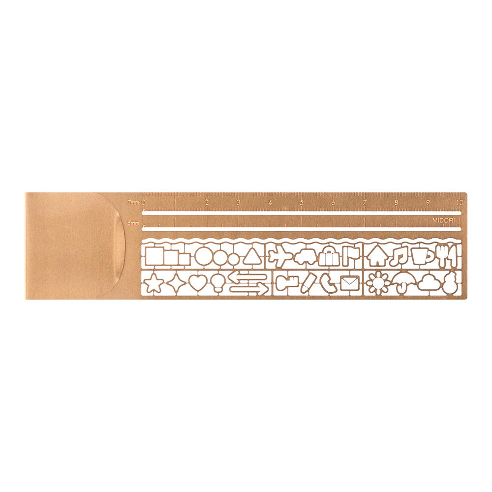 Midori Clip Ruler Copper Decorative Patterns - NOMADO Store