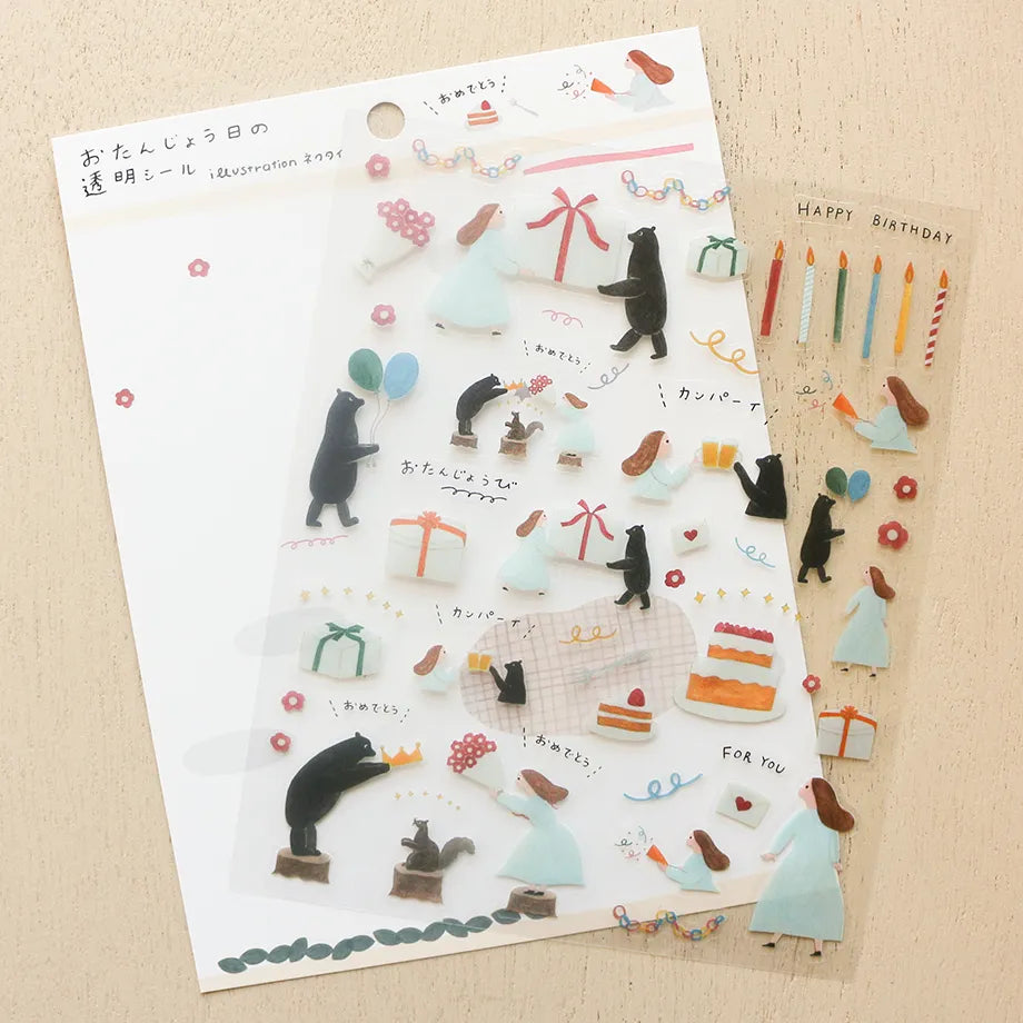 Cozyca - Necktie - Clear stickers sheet - Birthday - NOMADO Store 