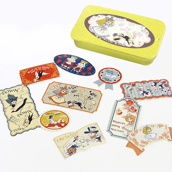 Shinzi Katoh Alice in Wonderland Sticker Flakes in Gold Tin (6 patterns)