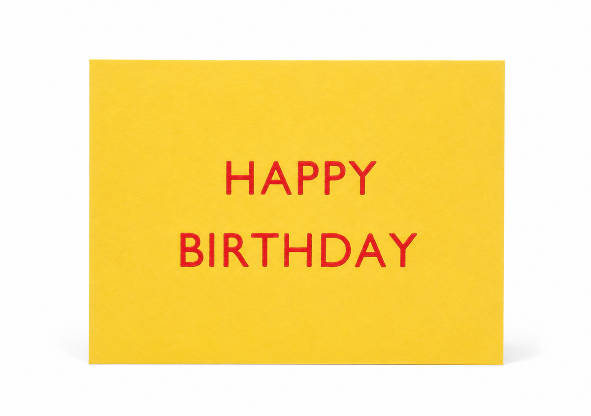 Nomado Kappan - Happy Birthday – Letterpress Card (Gill Sans 2 colours) - NOMADO Store 