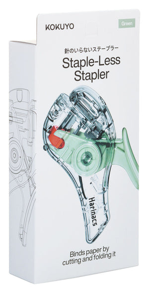 Kokuyo Harinacs Compact Alpha Stapleless Stapler in Transparent Green