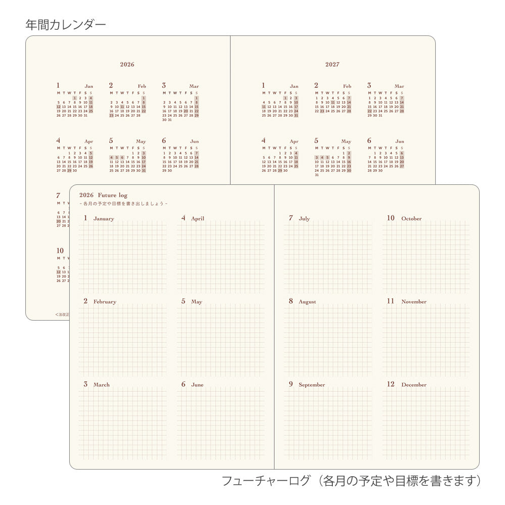 Midori 2026 Diary Hibino A6 Grey (limited colour)
