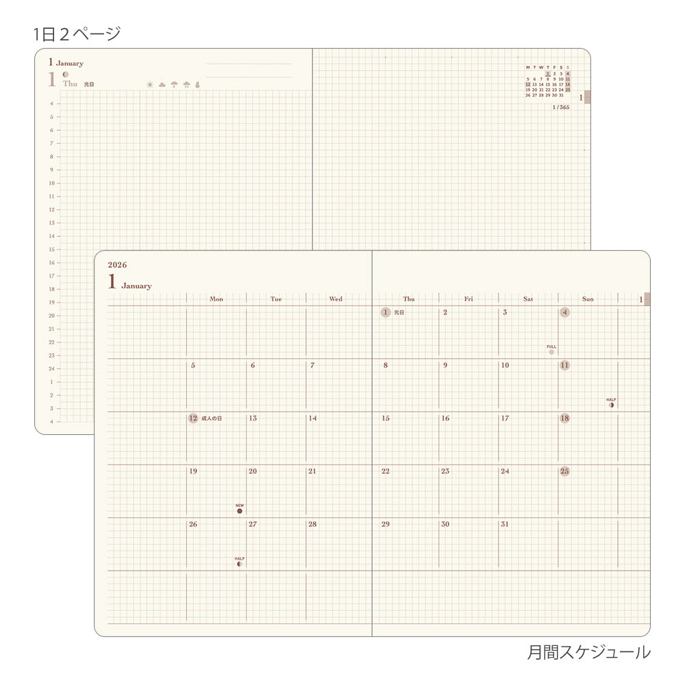 Midori 2026 Diary Hibino A6 Grey (limited colour)