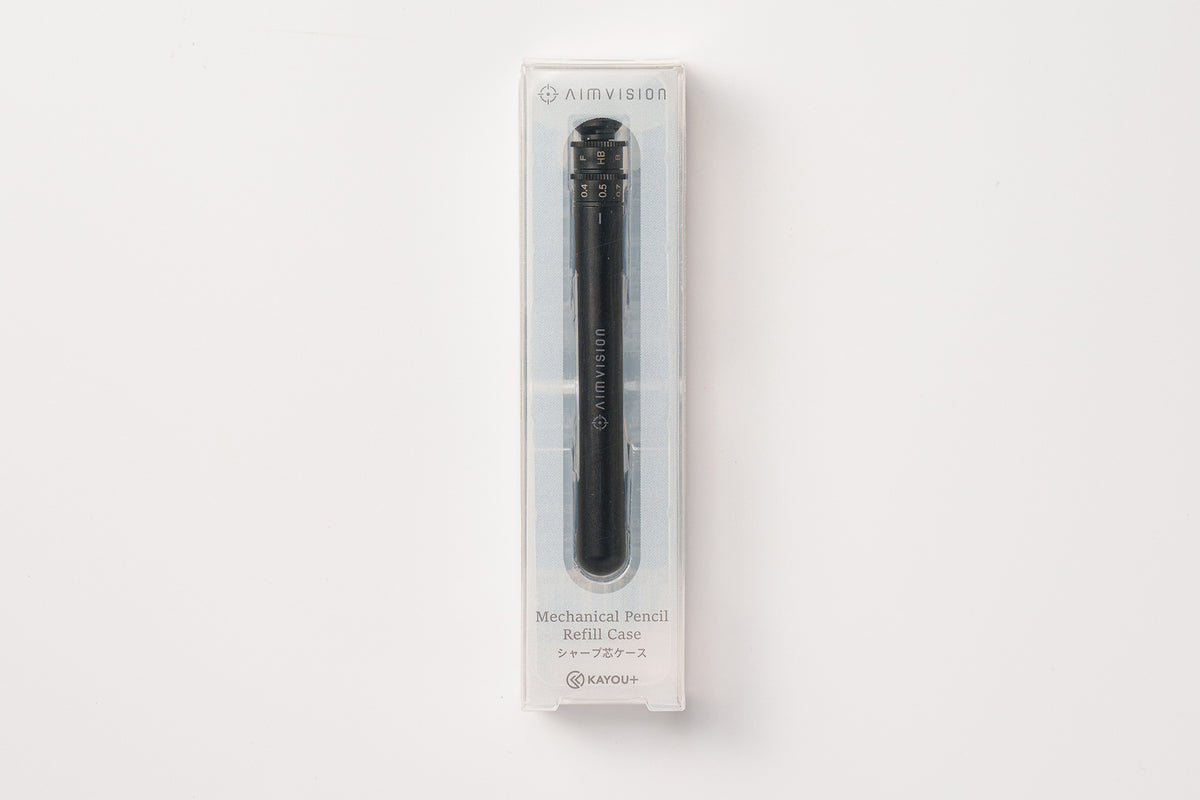 A black K400 mechanical pencil by AuB Visibler, presented in its original clear plastic packaging with a white backing card, set against a plain white background.