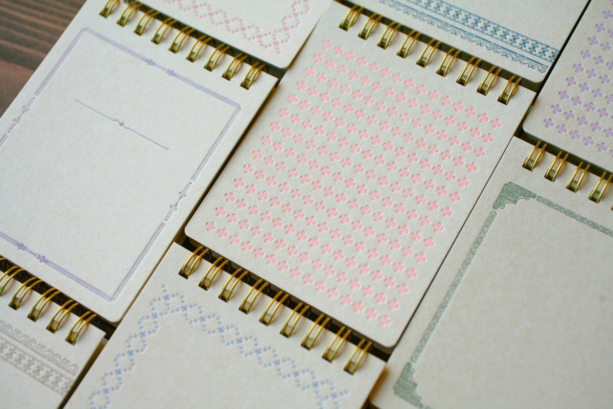 Kohunkan Retro Letterpress Ring Memo Pad Notebook (5 patterns)