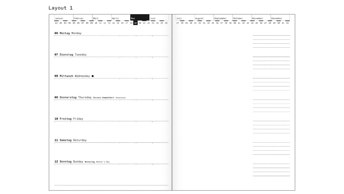 Roterfaden M 2026 Diary (14x20cm) 3 Layouts