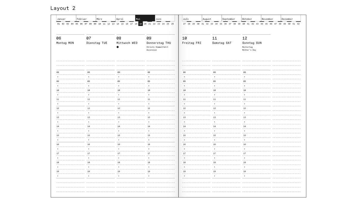 Roterfaden M 2026 Diary (14x20cm) 3 Layouts