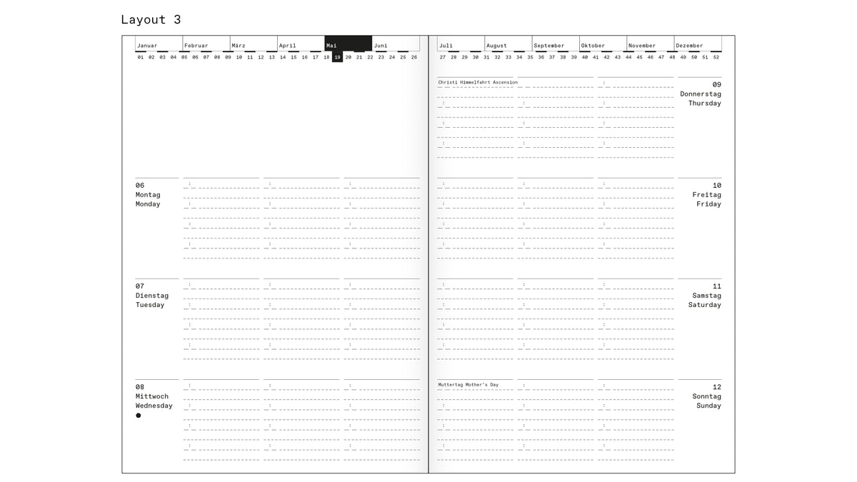Roterfaden M 2026 Diary (14x20cm) 3 Layouts