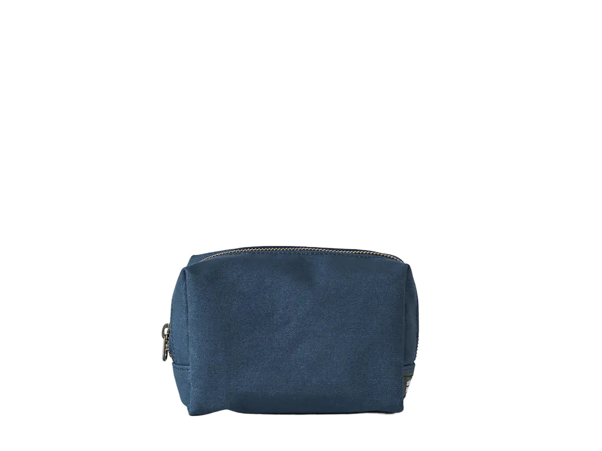 Blue toiletry bag on a white background