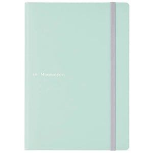 A mint green hardcover notebook with a white elastic closure band and the text 'SAS | Mnemosyne' printed in white on the front, set against a plain white background.