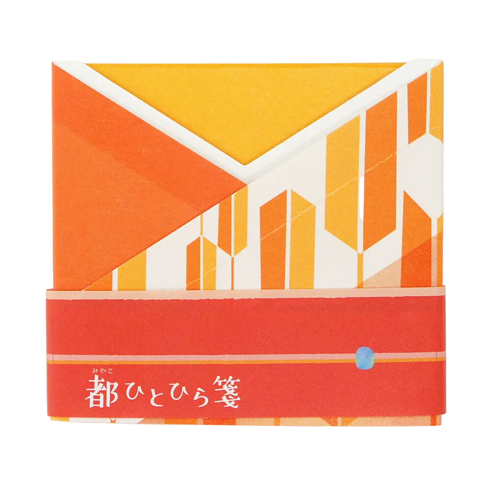 SEIGENSHA Miyako Hitohira Yagasuri Japanese memo pad with traditional arrow feather pattern and kimono-shaped packaging