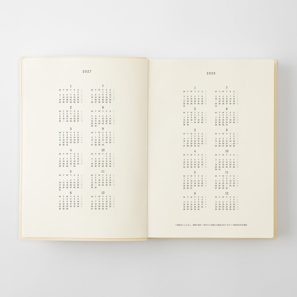 Midori MD Diary 2027 - One day/ one page (3 sizes) - Pre-order - NOMADO Store 