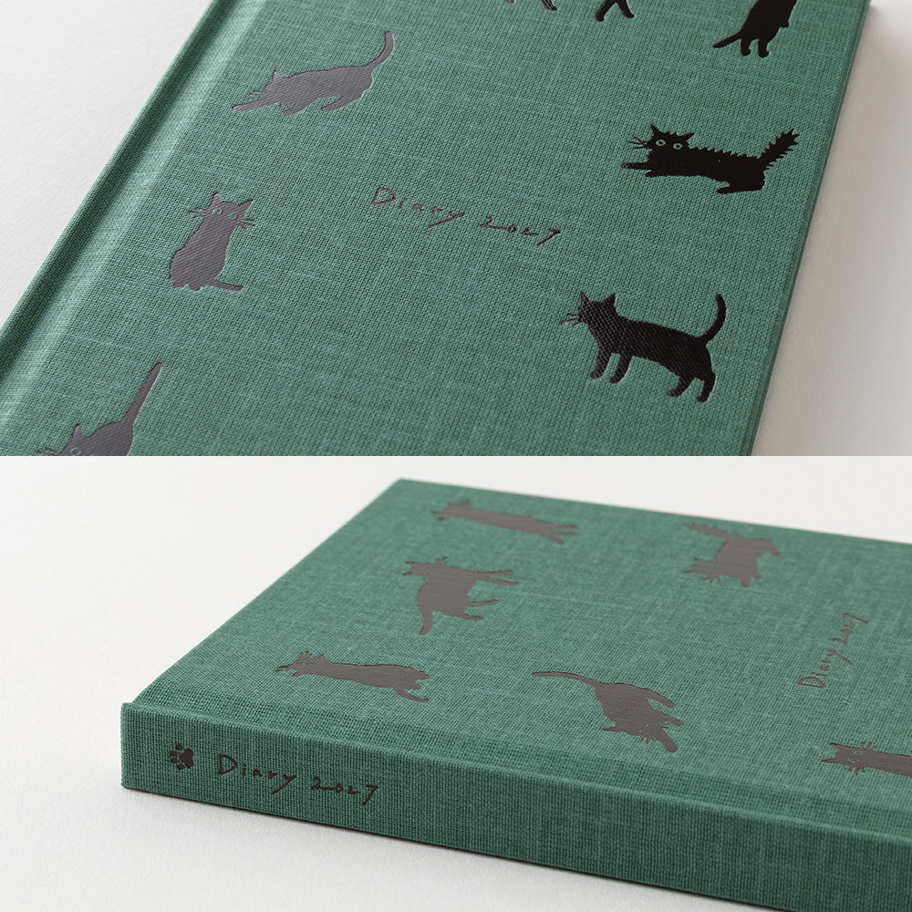 MIDORI Book Style Diary 2027 – B6 – Cat – Green
