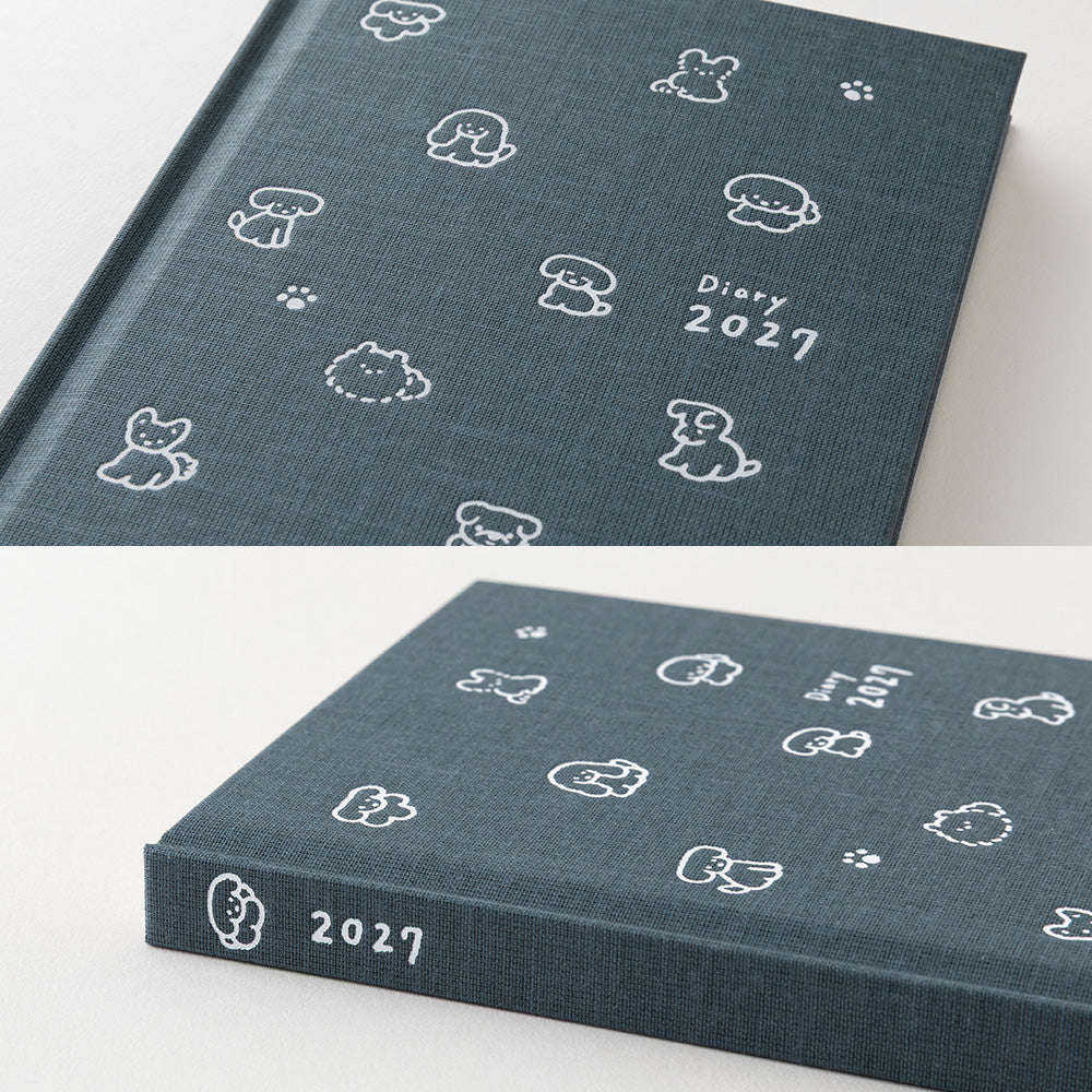 MIDORI Book Style Diary 2027 – B6 – Dog – Navy - NOMADO Store 
